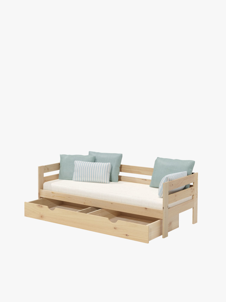Divano singolo da 90 cm in legno con cassetto | LUFE
