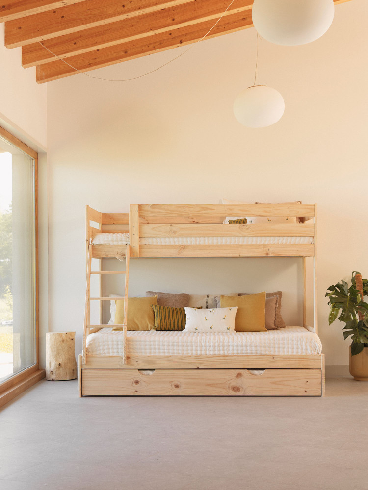 Letto a castello a 3 posti da 90 e 140 con letto estraibile | LUFE 2