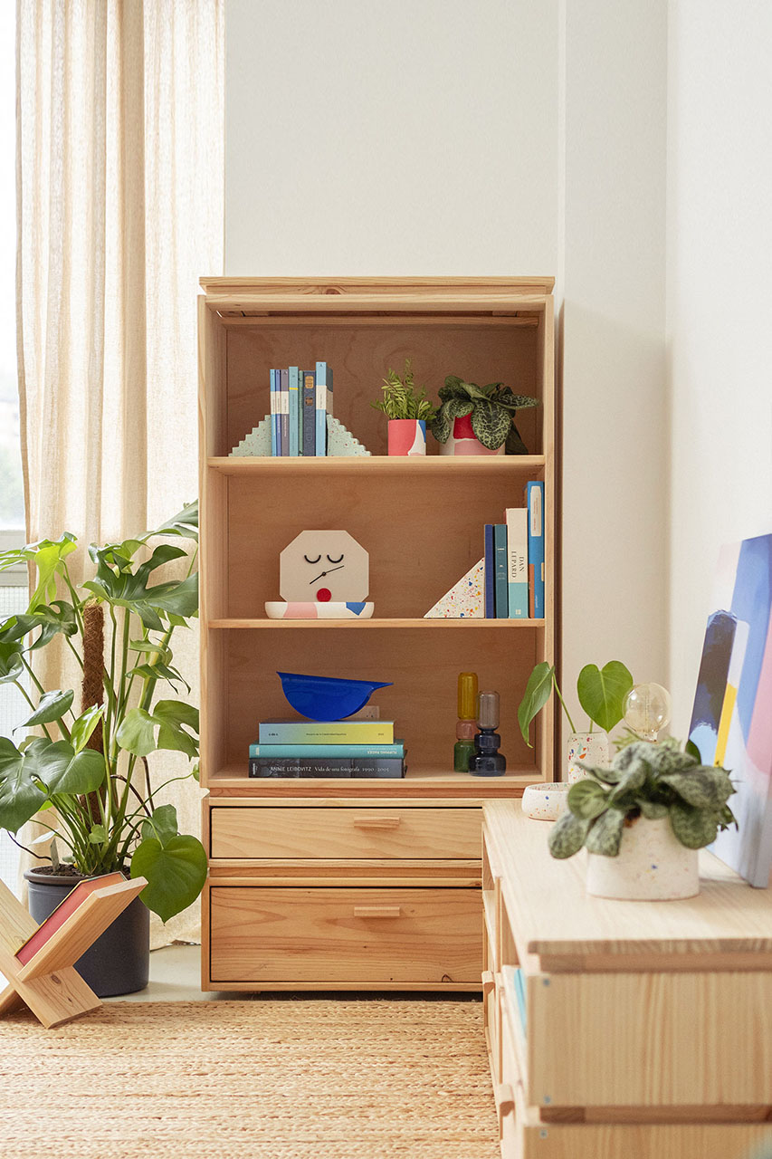 Imagen de ambiente 1 para:Estantería librería de madera natural
