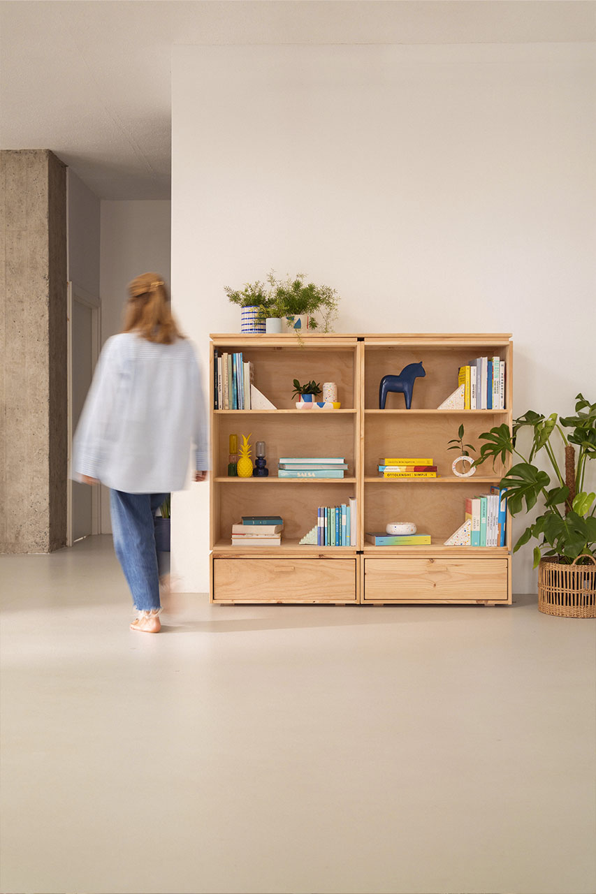 Imagen de ambiente 1 para:Estantería librería doble de madera