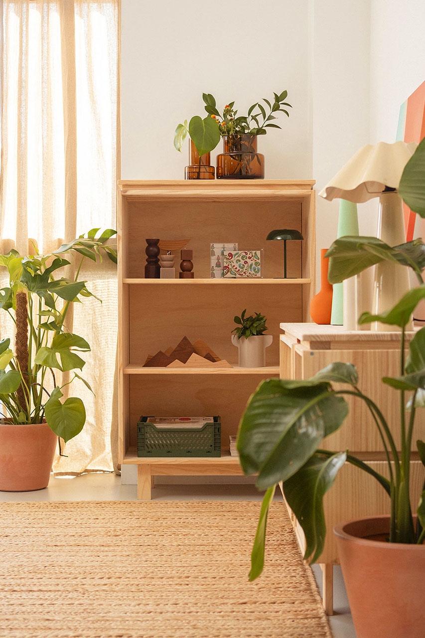 Imagen de ambiente 1 para:Estantería librería de madera natural