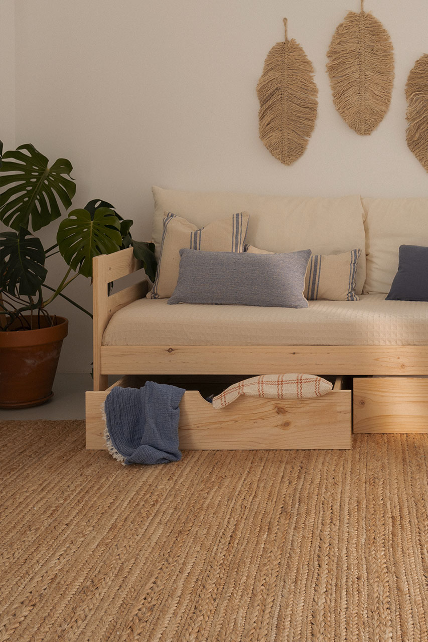 LORE LIT-BANQUETTE 90 AVEC DOSSIERS, MATELAS ET 2 TIROIRS