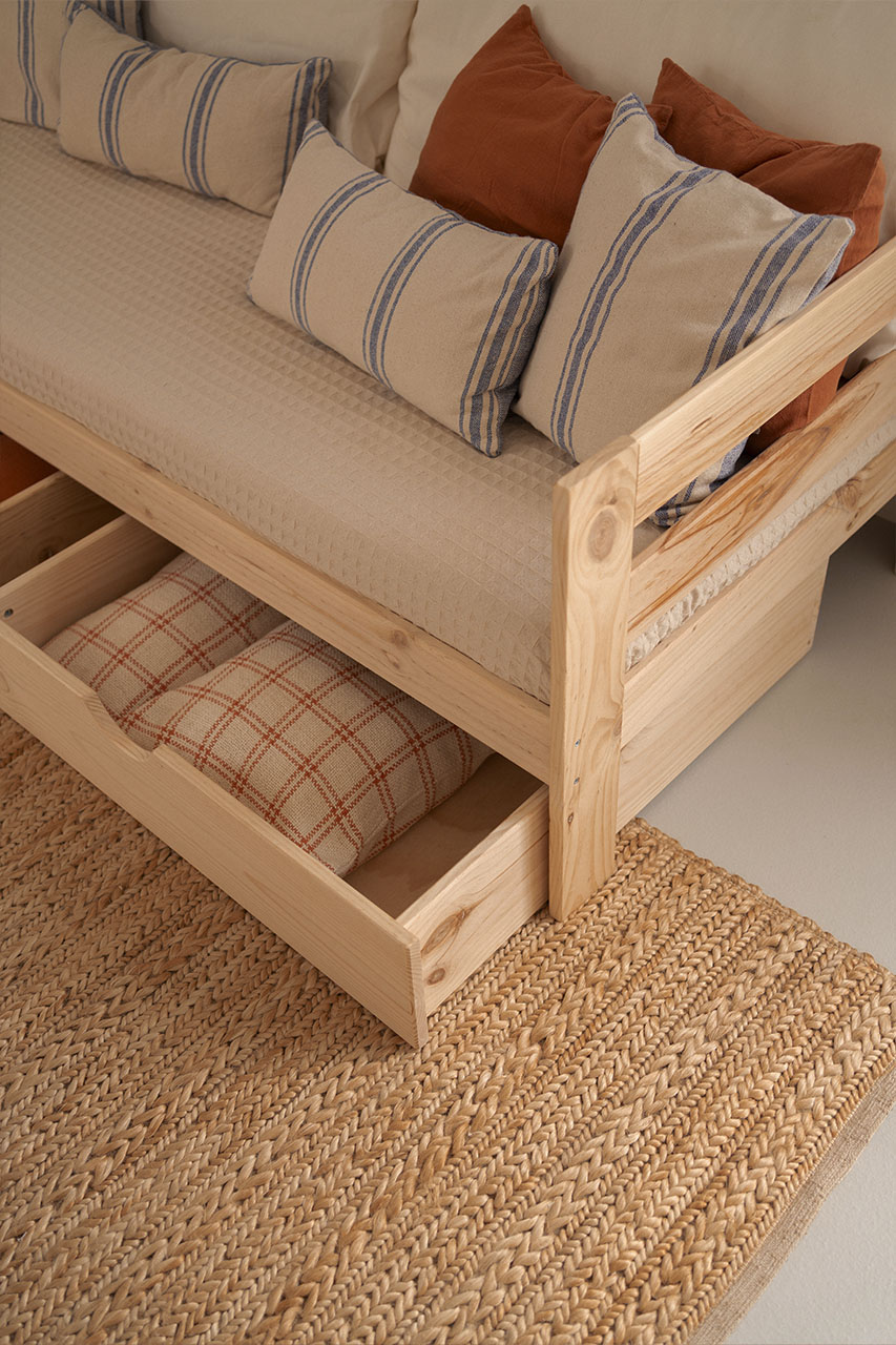 LORE LIT- BANQUETTE 90 AVEC DOSSIERS, MATELAS ET 1 TIROIR