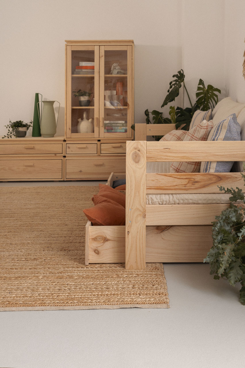 LORE LIT- BANQUETTE 90 AVEC DOSSIERS, MATELAS ET 1 TIROIR